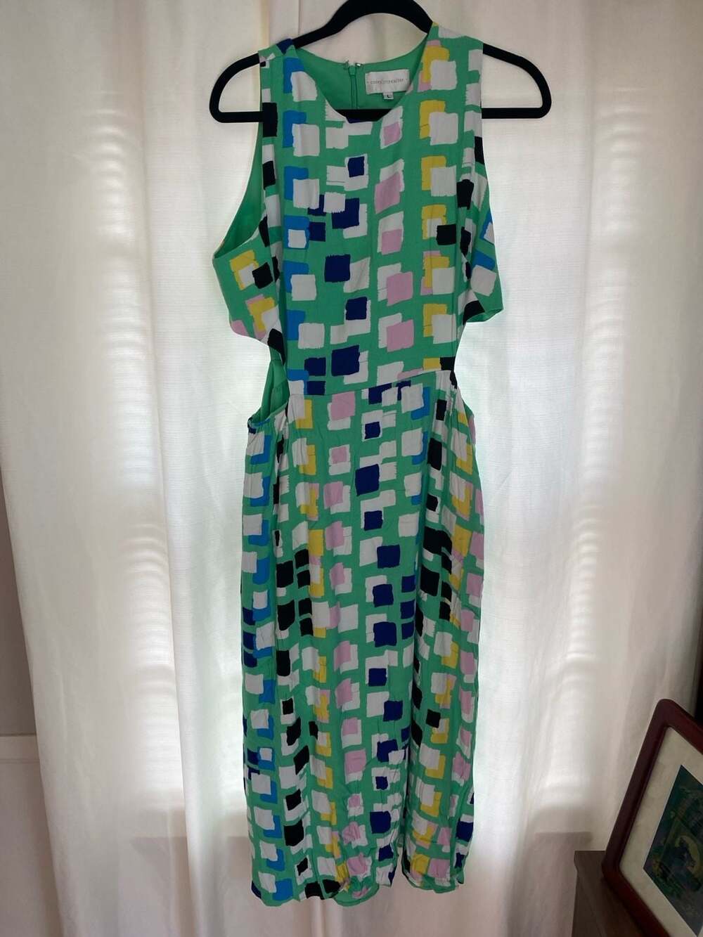 Corey Lynn Calter Abstract Print Maxi Dress with side cut-outs